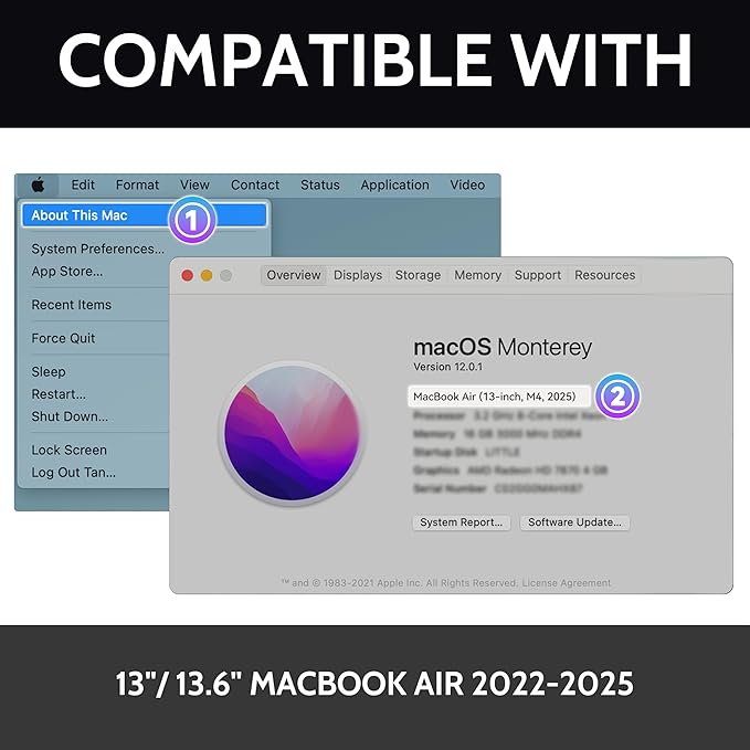 Magnetic 4 Way Privacy Screen for Macbook Air 13.6/13 Inch (2022-2026, M2, M3, M4, M5), Removable Matte Anti Glare Blue Light Protector, 360 Private Security Filter for Mac Laptop Computer