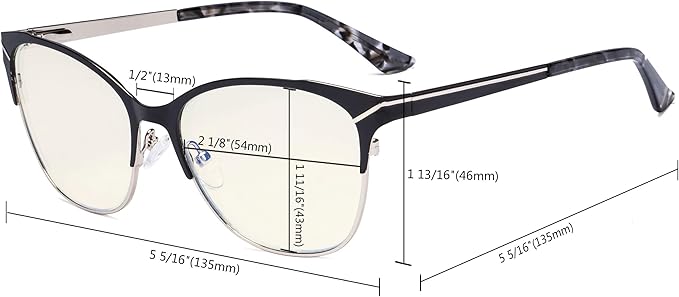 Eyekepper Blue Light Glasses - Semi Rimless Digital Eyeglasses for Women Blocking Computer Screen UV Rays