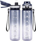 32 oz Water Bottle with Detachable Straw, Clear Motivational Water Bottles with Time to Drink, Tritan & BPA Free Sports Water Jug with Time Marker, Upgraded handle design