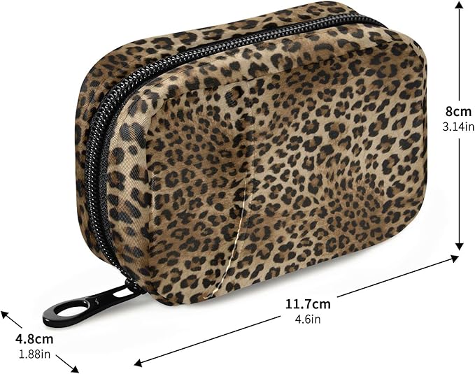 Leopard Print Pill Case, Portable Weekly Pill Box Bag Container 7 Days Pill Organizer Vitamin Supplement Holder with Zipper for Travel Family Business Gym