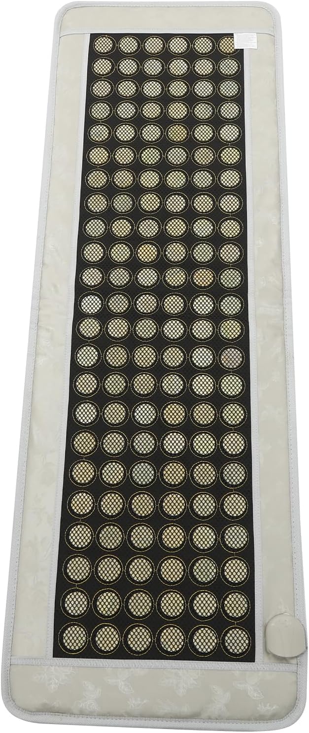 Far Infrared Heating Pad 19.69 x 59.06In 68-158℉ Jade and Stone Far-Infrared Heat Therapy Healing Mat with Temperature Regulator & Storage Bag for Back, Abdomen, Buttocks