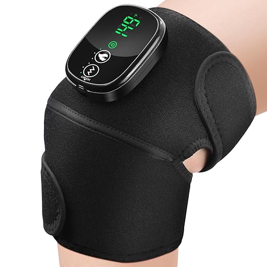 Cordless Knee Massager with Heat and Red Light, Knee Heating Pad for Knee Pain, Knee Massager for Pain Relief, 3 Heat Levels, 3 Massage Modes, 5000mAh Battery