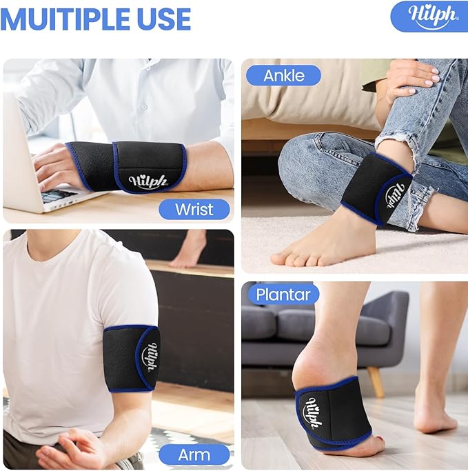 Hilph Wrist Ice Pack Wrap, Reusable Wrist Brace with 2 Gel Hot Cold Compression Packs for Injuries, Hand Ice Pack for Carpal Tunnel, Rheumatoid, Tendonitis, Swelling, Black