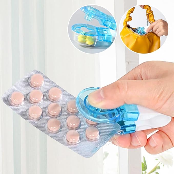 Atlodas Portable Pill Taker Remover, Daily Pill Organizer, Tablets Pills Blister Pack Opener Assistance Tool for The Elderly, Disabled, Individuals with Weak Senior Arthritis Hands (1Pcs)