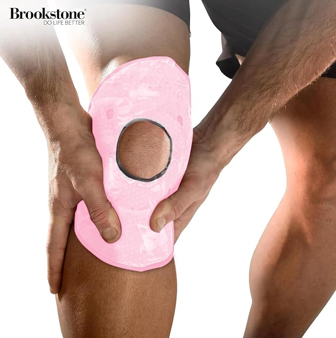 Brookstone Knee Ice Pack Wrap with Silica Beads - Hot and Cold Therapy - Fast Acting Pack for Pain Relief - Reusable Knee Ice Pack for Swelling, Injuries, and Post-Surgery Recovery