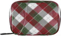 Christmas Plaid Pattern Red Travel Pill Organizer Case Box Container Weekly Portable Vitamin Medicine Holder Storage Bag with Zipper Removable