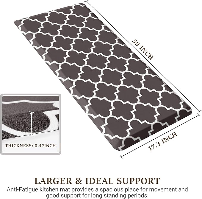 WISELIFE Kitchen Mat Cushioned Anti-Fatigue Kitchen Rug,17.3"x 39",Non Slip Waterproof Kitchen Mats and Rugs Heavy Duty PVC Ergonomic Comfort Mat for Kitchen, Floor Home, Office, Sink, Laundry