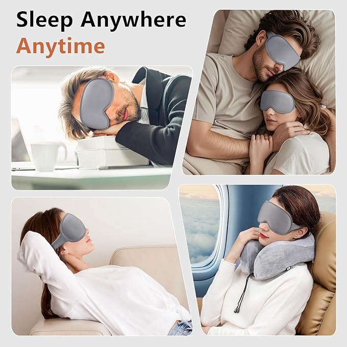 Sleep Mask for Side Sleeper Women Men, Eye Mask for Sleeping Light Blocking, 3D Contoured Cup Sleeping Mask, Soft Breathable Sleep Eye Mask with Adjustable Elastic Strap for Travel