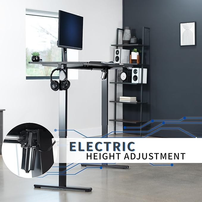 VIVO Electric 55 x 24 in Standing Desk, Memory Height Adjustment, Black Top Black Frame, DESK-E155TB