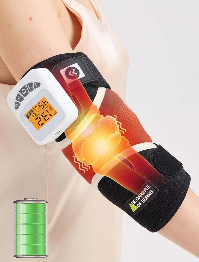 CAMECO 2-in-1 Cordless Elbow Massager with Heat for Tennis Elbow & Tendonitis Pain Relief, 5000mAh Battery & 104℉-140℉ Arm Heating Pad Sleeve with Vibration, Rechargeable Heated Elbow Wrap Brace