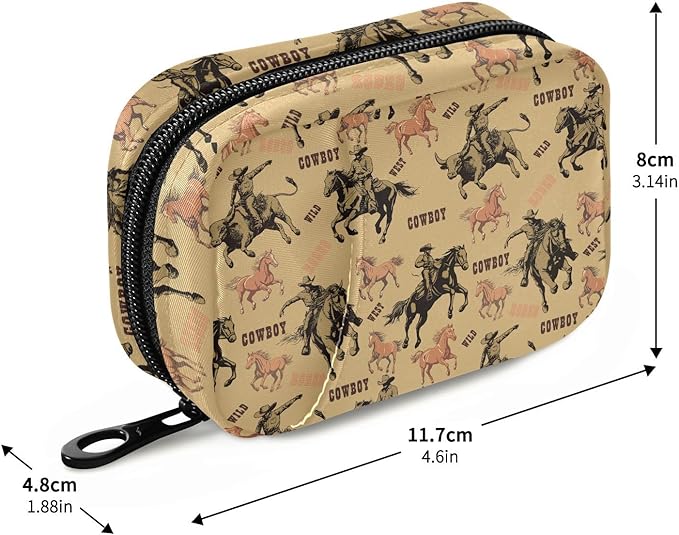 Western Cowboy Pill Box 7 Day Pill Case Travel Pill Organizer Bag with Zipper Portable Weekly Vitamin Medicine Supplement Holder Pouch Bag