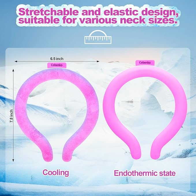 Cooling Neck Wrap with Insulated Bag, Reusable Ice Neck Ring & Body Cooler for Summer Heat, Wearable Cooling Tube Maintains 18°C/64°F for Outdoor, Sports, Travel (Rose*2)