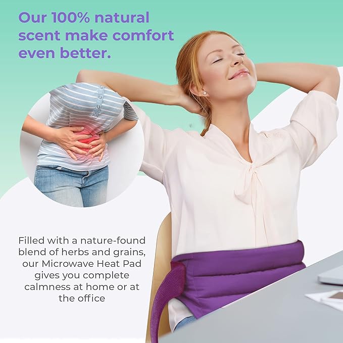 Microwavable Heating Pads for Lower Back and Menstrual Cramps - Moist Microwave Heating Pads for Muscles and Joints - Natural Microwave Hot Packs Heat Pads for Lower Back Pain - 3 Packs Purple