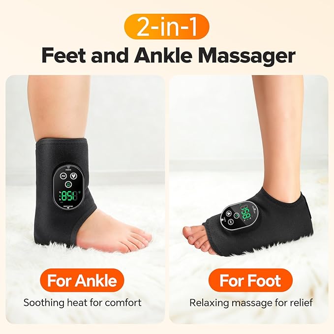 Cordless Neuropathy Foot Massager, Ankle Massager for Pain Relief, Ankle Heating Pad Plantar Fasciitis Relief, Black