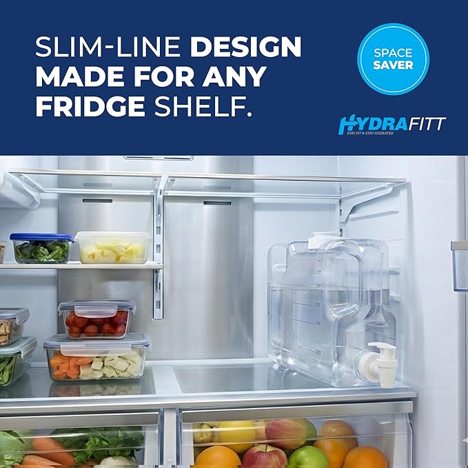 Refrigerator Water Dispenser 1.1 Gallon – Leak-Proof Slim Fridge Water Container with Spigot – BPA-Free Refillable Water Jug (Clear)
