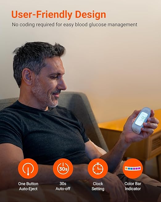 iHealth Acacia Blood Glucose Monitor Kit, 100 Glucometer Strips, 100 Lancets, 1 Blood Sugar Monitor, 1 Lancing Device, 1 Travel Bag, No Coding, Portable Blood Sugar Testing Kit, For People with Diabetes