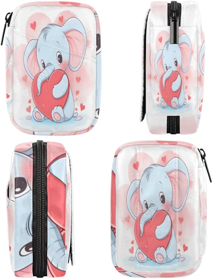 Elephant Printing Travel Pill Organizer Bag Portable Weekly Pill Box Travel Medicine Organizer 7 Day Pill Case with Zipper for Daily Travel Family Business