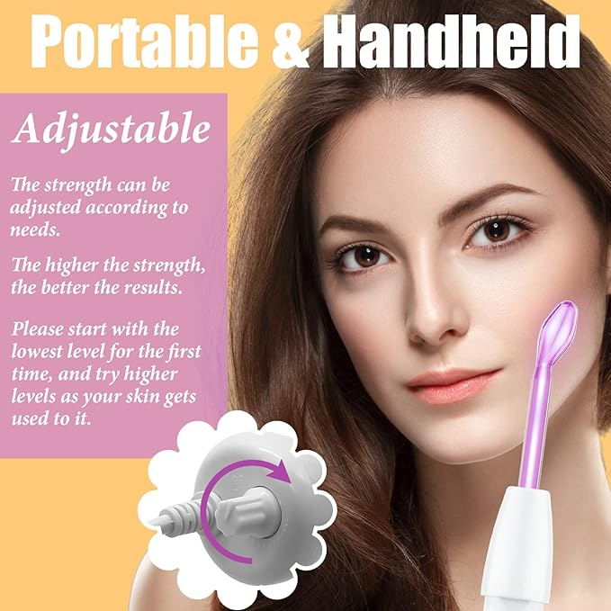 High Frequency Facial Wand - Uaike 6 in 1 Violet Portable Handheld High Frequency Facial Machine with 6 Pcs Purple Glass Tubes - at Home Face Skin Wand Device for Neck/Body/Hair/Face