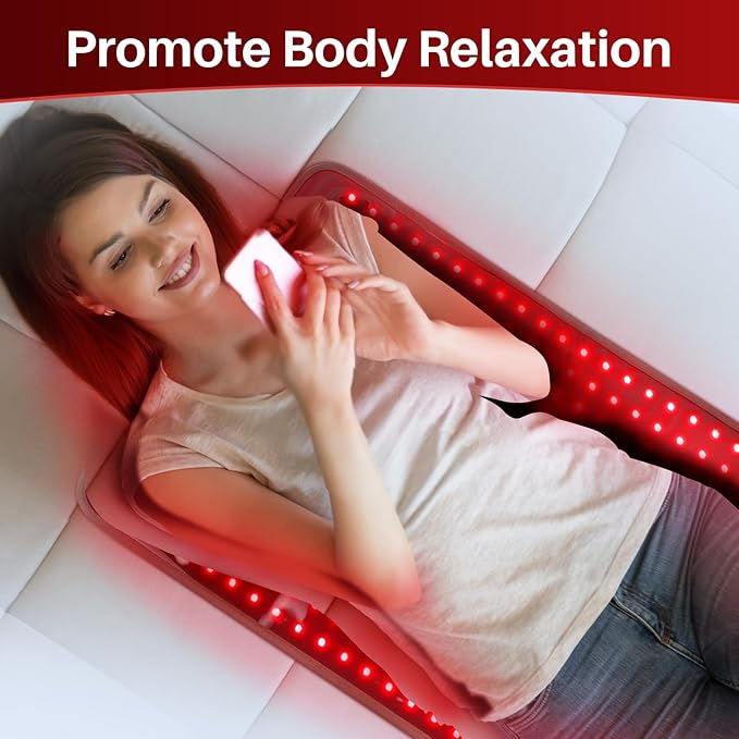 Comfytemp 24'' x 17'' Large Red Light Therapy Pad for Body, 320 LEDs Near Infrared Light Therapy Pad, 48W Light Wrap for Back Waist Joint Muscle, 660nm & 850nm