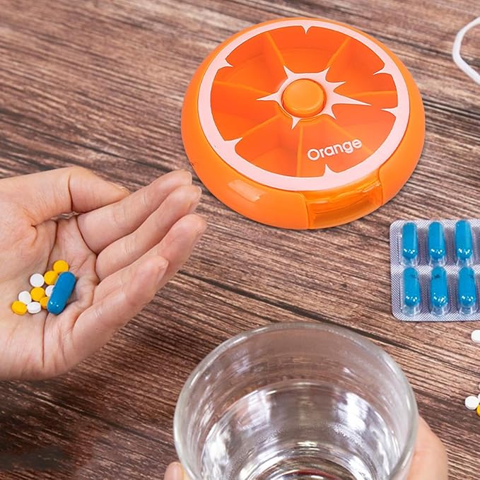 Weekly Pill Organizer - Eco-Friendly Round Pill Storage Box, Round Pill Organizer | 7-Compartment Weekly Pill Dispenser, Weekly Medication Organizer Suitable for vitaminn, Medication, and Candy