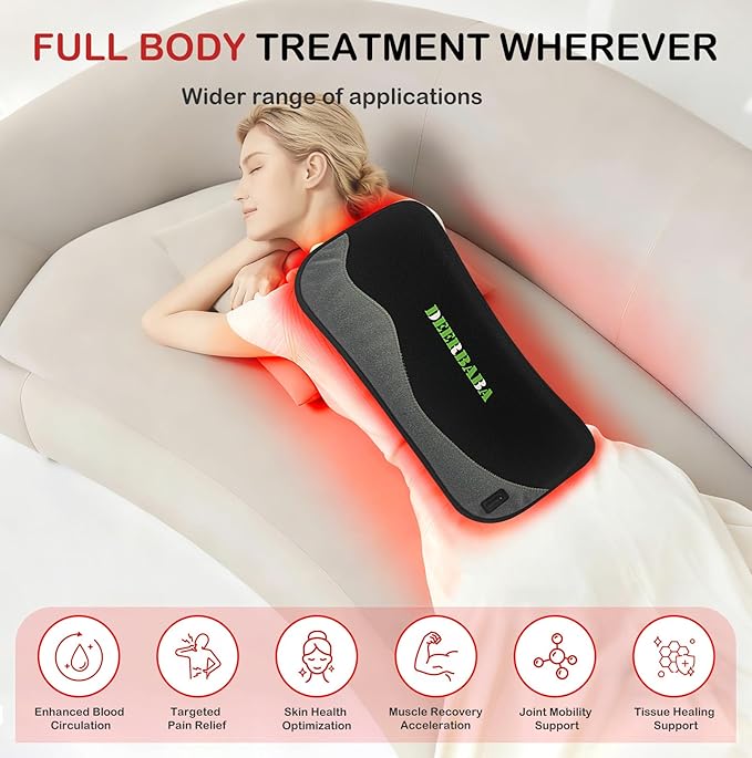 Red-Light-Therapy-for-Body,2026 Upgraded-4 Modes 5 Stage Power Medical-Grade TPU Mat for Body Pain Relief,25"x13"Dual Wavelength Infrared Red Light Blanket LEDs