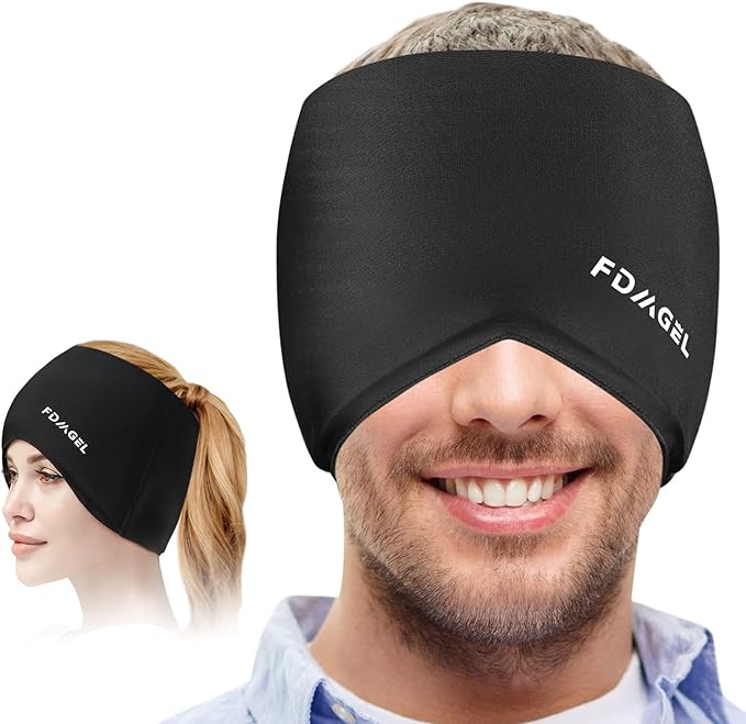 Ice Head Hat, Head Ice Pack Cap, Ice Head Wrap, Cold & Hot Daul Purpose, Comfortable &Strechable (Black)