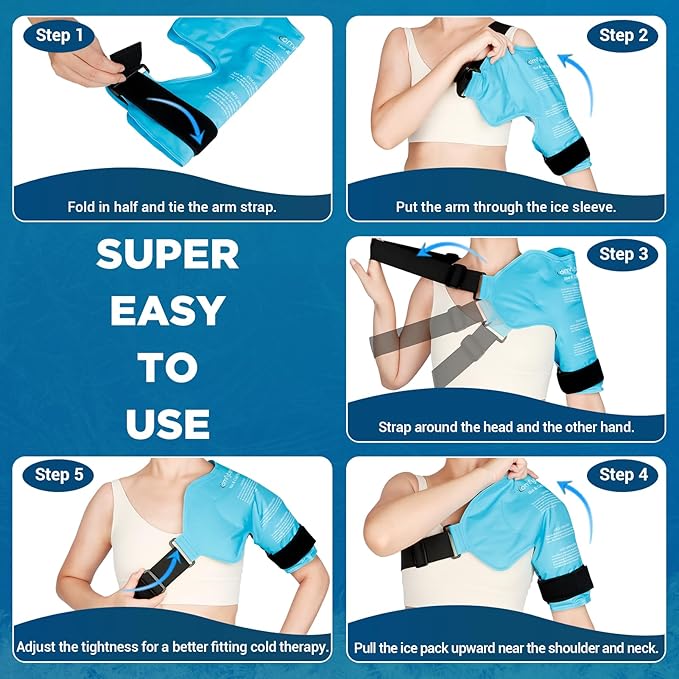 Comfytemp Shoulder Ice Pack Rotator Cuff Cold Therapy, Gel Ice Packs for Injuries Reusable, Shoulder Brace for Pain Relief, Men Women Recovery Item (Small & Medium)