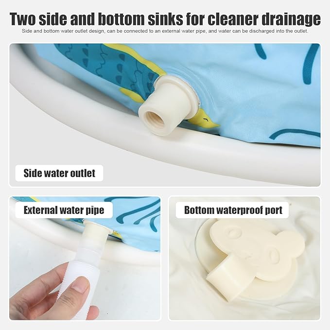 Portable Foldable Bathtub for Adult, 47" Folding Tub, Soaking Bathtub for Hot Bath and Ice Bath, Freestanding Surround Collapsible Bathtubs, Reinforced Bracket, Large Capacity (Light Blue)