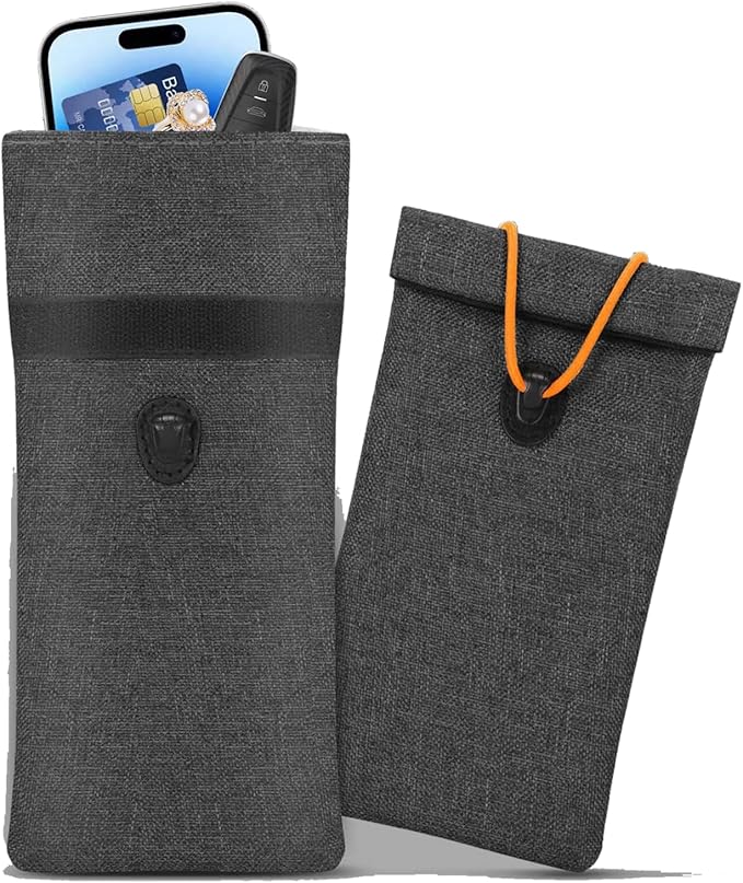 Faraday Bags for Phones 2 Pack Go Dark Bags for Cell Phones, Signal Blocking Pouch, RFID Blocking Case for Privacy Protection (Black)