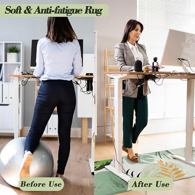 Homcomoda Kitchen Rugs Sets of 2 Cushioned Anti Fatigue Kitchen Mats Sets 2 Piece Kitchen Floor Mats Green Non Slip Waterproof Standing Mat for Kitchen,Sink,Office