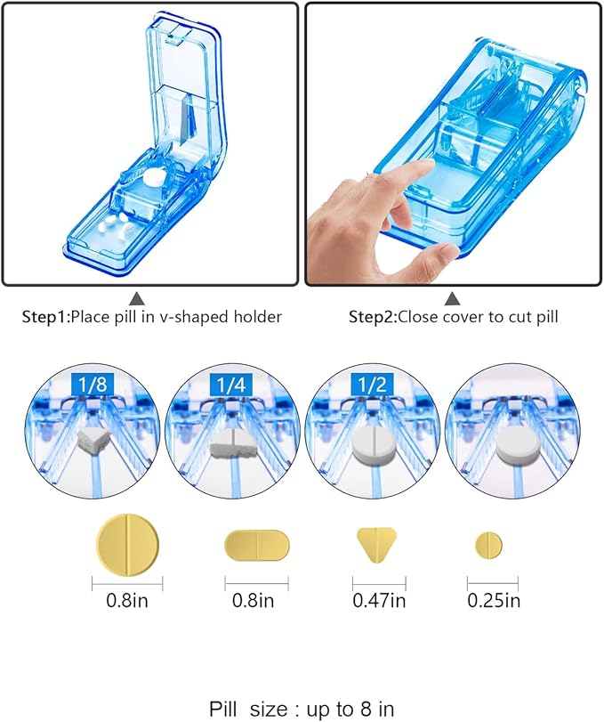 Monthly Pill Organizer 2 Times a Day, with Portable Hard Shell, Pill Cutter, 31-Day Box, Plastic Opening Pick, Monthly & Weekly Stickers, Convenient Medication Management (Black, 2 Times a Day)