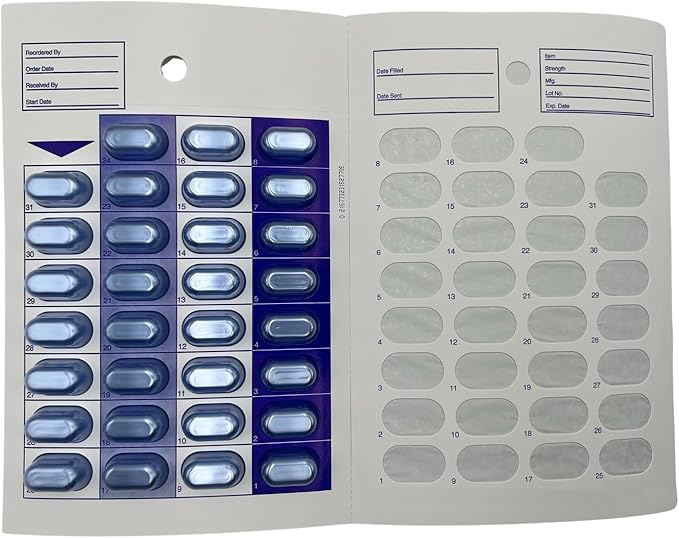 31 Day Monthly Cold Seal Medication Pill Blister Cards, Disposable Easy to Use Pill Organizer for Summer Camps, Pharmacists, Caregivers (Pack of 6)