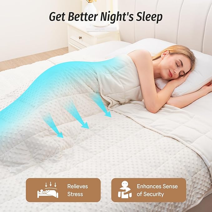 Wemore Minky Dot Weighted Blanket for Adults King Size 25 lbs, Soft Cozy Heavy Blanket for Bed and Couch, Breathable Blanket for All-Season with Glass Beads, White 80 x 87 inches