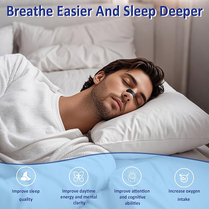 Nasal Strips for Snoring - Extra Strength Nose Strips for Breathing (60 ct), Black Nose Tape for Sleeping and Sports, Nasal Congestion Relief, Oil & Sweat Proof