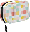 Fustylead Colorful Checkered Travel Pill Organizer Case Zipper for Purse with Removable Weekly Pill Box for Medicine, Vitamin, Supplement Medicine Organizer