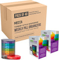MEDca Weekly Pill Organizer, 1 Dispenser, 7 Stackable Multi-Color Compartments Four Times-a-Day - Morning, Noon, Evening, and Bedtime, Black, Case of 40