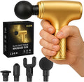 GLDN Mini Massage Gun with Luxurious Gold Finish, High Intensity Deep Tissue Percussion Massager for Back, Neck, & Body Pain, Electric Massager with 4 Massage Heads, Pain Relief Gifts for Men & Women