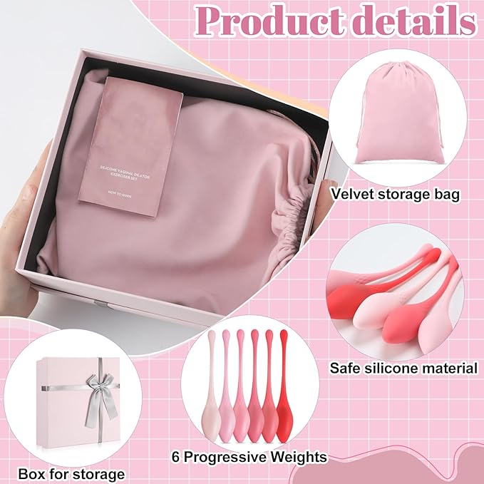 Geiserailie 6 Pcs Kegel Ball Exercise System Pelvic Floor Exercise Devices 6 Different Weights Pelvic Floor Tightening and Strengthen Bladder Control Muscle Training Kit for Women Beginners Advanced