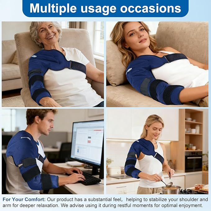 SuzziPad Shoulder Ice Pack – Large, Adjustable Fit for Rotator Cuff & Arm, Reusable Cold Therapy for Broad Shoulders, Elbow Ice Sleeve for Pitchers, Muscle Relaxation & Recovery