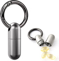 TISKY Small Keychain Pill Holder Titanium,Waterproof Tiny Pill Container with Keyring,Mini Portable Pill Case for Travel,Pill Organizer for Purse Pocket(Silver)