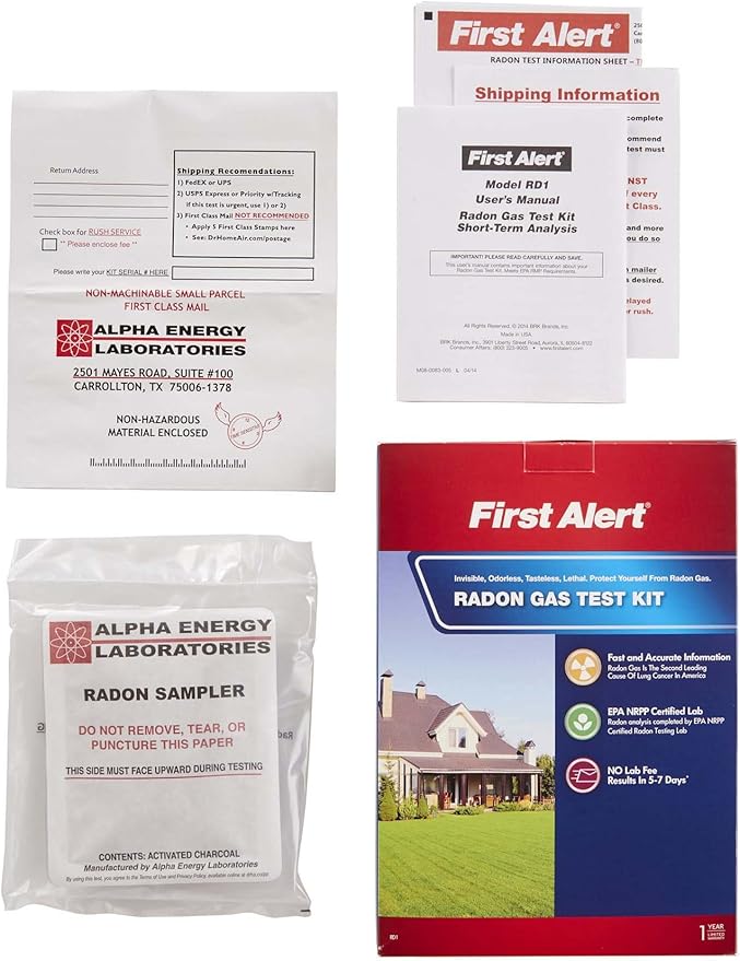 First Alert Radon Gas Test Kit,RD1,(Pack of 6)