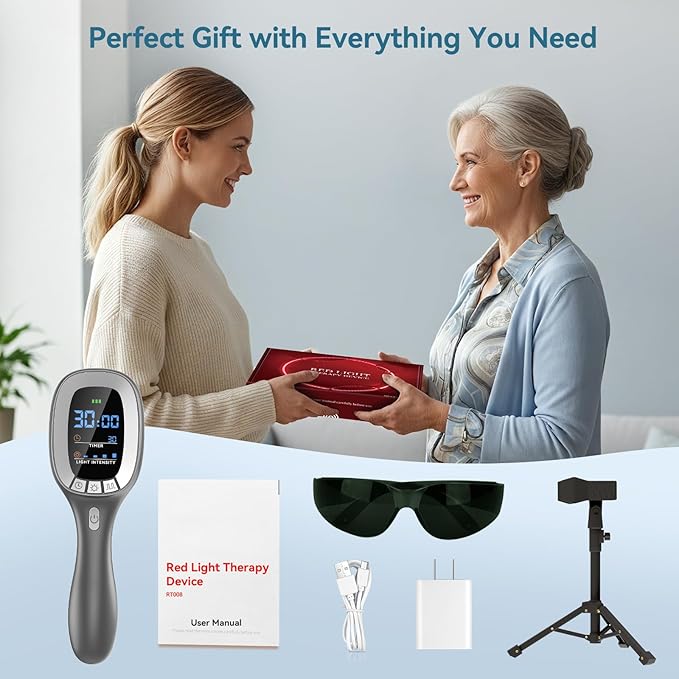 Red & Near Infrared Light Therapy Wand with Stand – Handheld Dual-Wavelength 4×808nm & 34×650nm, Rechargeable Cold Red Light Therapy Device for Home Wellness and Pet Use