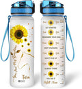 Hyturtle Personalized You Are My Sunshine Horse Sunflower 32oz Liter Motivational Water Bottle, Customized Name Tracking Water Bottle Gifts For Women Horse Lover Sunflower Lover On Birthday