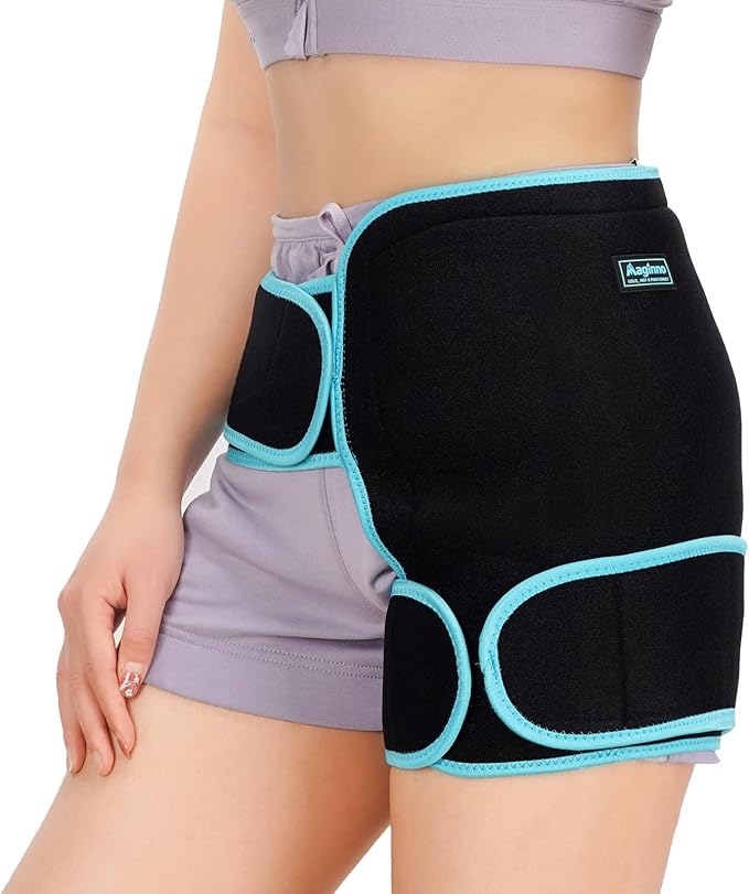 Hip Ice Pack Wrap for Injuries Reusable, Hip Brace with Hot Cold Pack for Women Men, Hip Gel Kit for Pain Relief Sciatica Nerve,Piriformis Stretcher, Hip Flexor Strain, Groin Pull, SI Joint, Hamstring