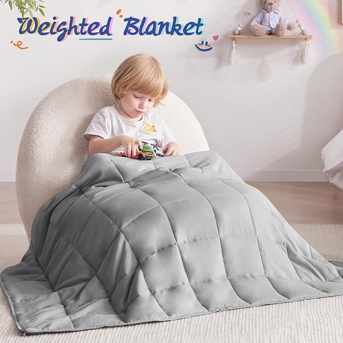 Weighted Blanket Kids (36"x48" 3lbs),Ultra Soft and Cozy Cooling Weighted Blanket Kids,Heavy Blanket with Machine Washable Soft Blanket, Stone Grey