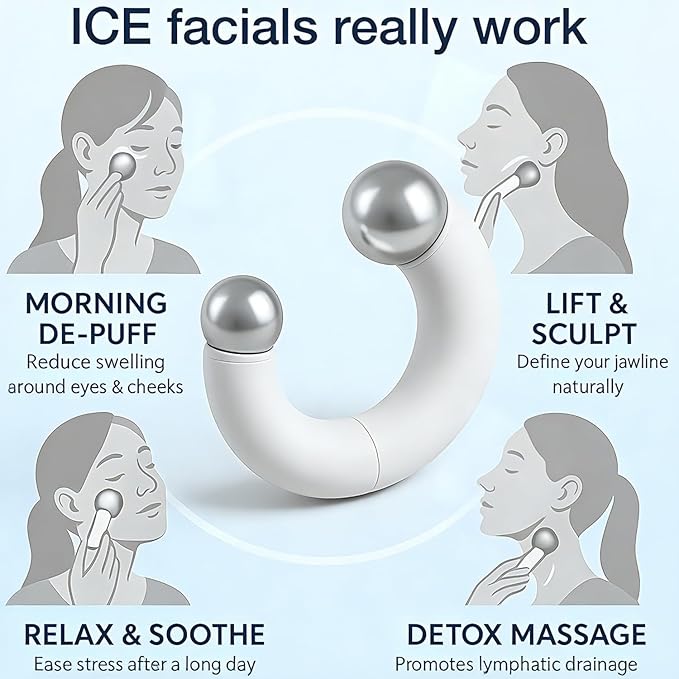Ice Roller for Face and Eye, Magnetic Ice Globes for Wrinkles, Lifting, Depuff Face, Cold Facial Roller, Self Skin Care Cooling Items for Women