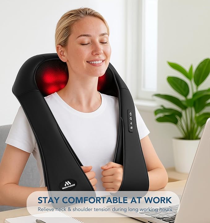 Neck Massager for Pain Relief Deep Tissue with Heat - Shiatsu Back and Shoulder Massage, Mothers Day Gifts for Mom Wife Women Her, Dad Men Him, Christmas, Fathers Day, Plug-in Use for Home Office Car