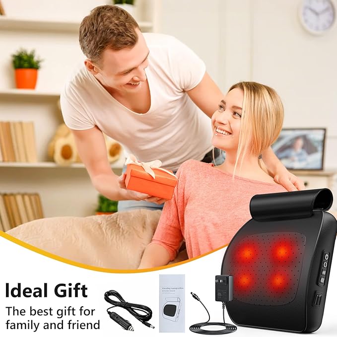 Back Massager,Back and Neck Massager with Heat,Shiatsu Deep Tissue Back Massager,Electric Massage Pillow for Shoulders,Legs,Foot,Body Muscle Relief,Neck Massager for Women/Men/Dad/Mom