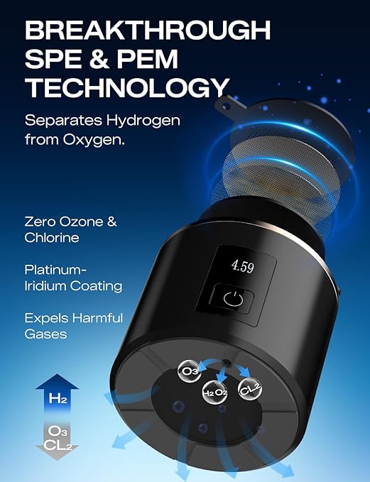 Hydrogen Water Bottle Generator-Up to 8100 PPB Molecular Hydrogen, 12-Hour Hydrogen Retention, IHSA Certified SPE/PEM Tech, Portable Hydrogen Bottle, Healthy Gift (Black)