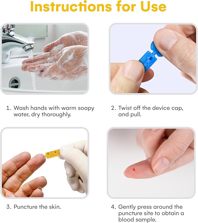 Lancets for Diabetes Testing - 30 Gauge Diabetic Lancets for Blood Testing and Glucose Testing - Fits Most Lancing Devices - Sterile, Single Use 30g Blood Sugar Lancets - Multicolored - 300 count